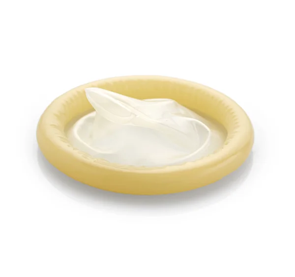 Beyaz arkaplanda prezervatif — Stok fotoğraf