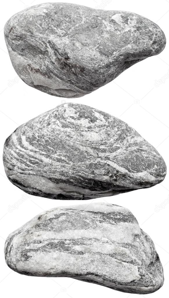 Grey rocks on white background