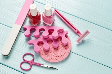 Pedikür ahşap arka plan ayarla