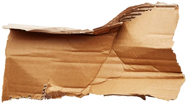 Crumpled cardboard isolated on white background — Stock Photo, Image