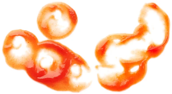 Ketchup manchas isoladas no fundo branco — Fotografia de Stock