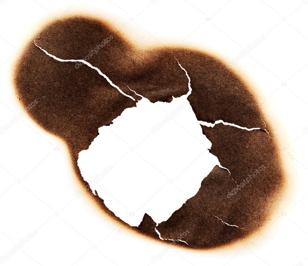 Paper with burnt hole