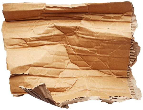 Crumpled cardboard on white background — Stock Photo, Image