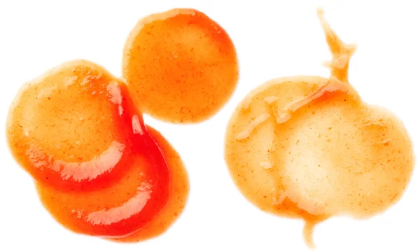 Manchas de ketchup no fundo branco — Fotografia de Stock