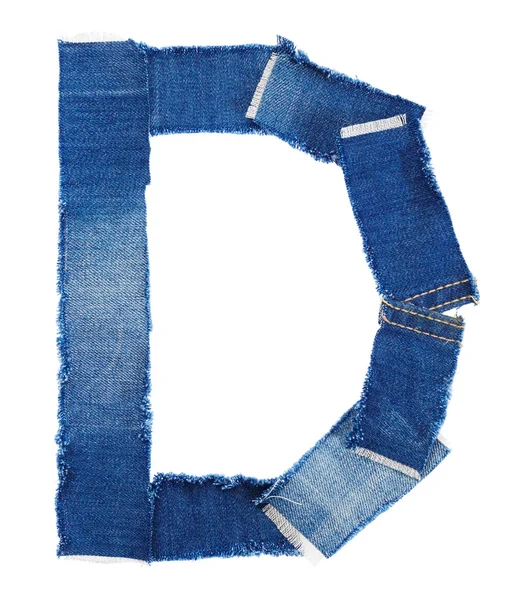 Alphabet aus Jeansstoff. Buchstabe d — Stockfoto