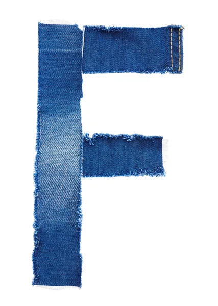 Alphabet from jeans fabric. Letter F — Stockfoto