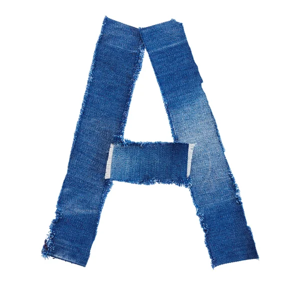 Alphabet from jeans fabric. Letter A — Zdjęcie stockowe