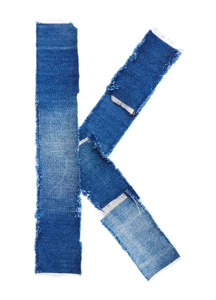 Alfabeto de tecido de calça. Carta K — Fotografia de Stock