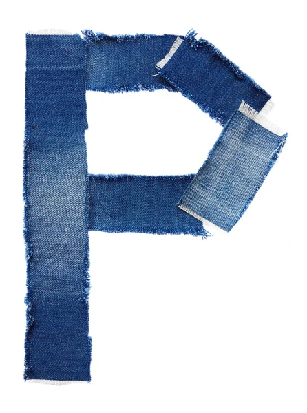 Alphabet from jeans fabric. Letter P — Stock Fotó