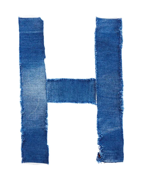 Алфавит из джинсовой ткани. Буква H — стоковое фото