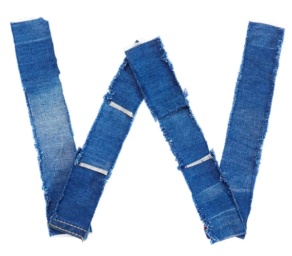 Alfabet van jeans weefsel. Letter W — Stockfoto