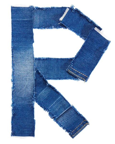 Alfabet z tkaniny jeans. Litera R — Zdjęcie stockowe