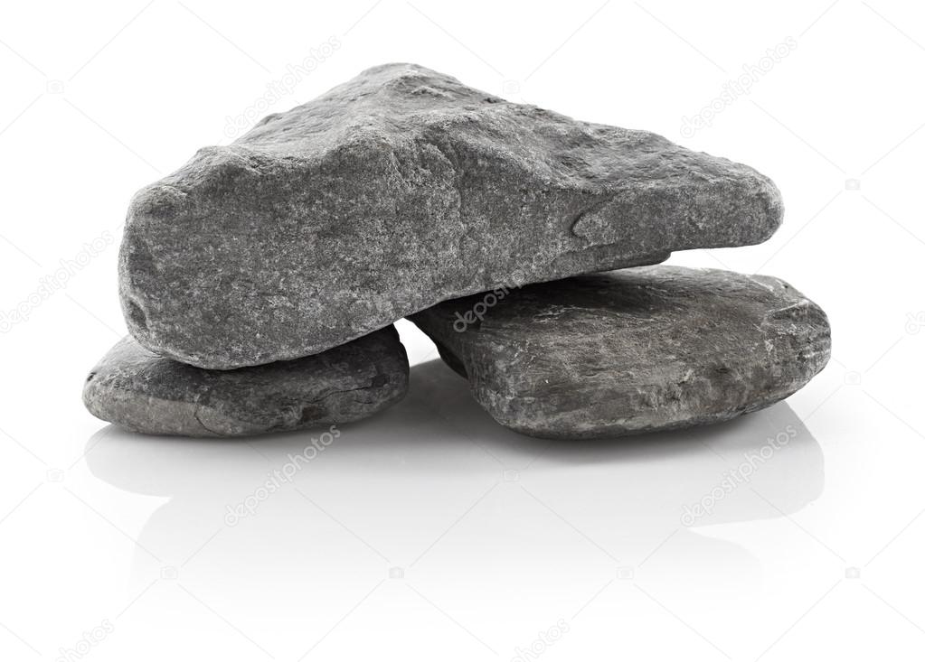 Grey rocks isolated on white background