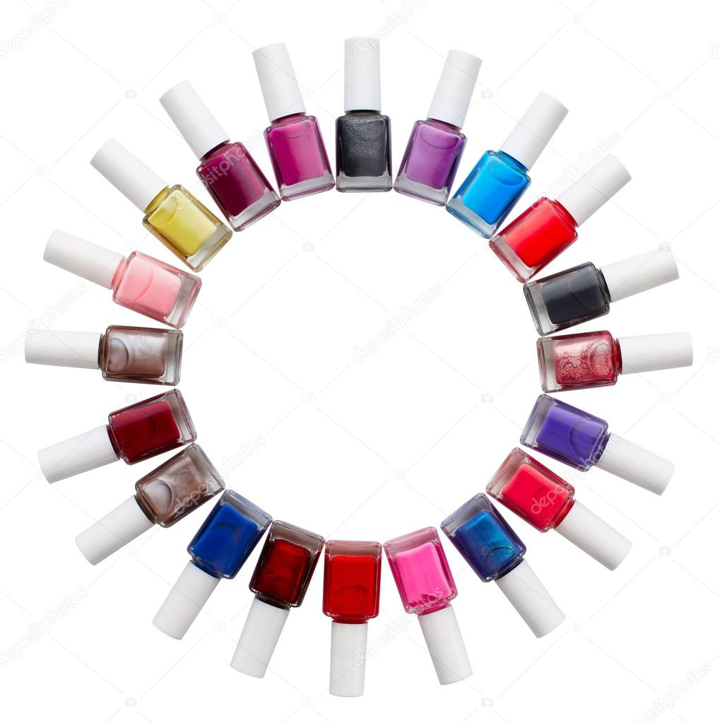 Nail polishes isolated on white background
