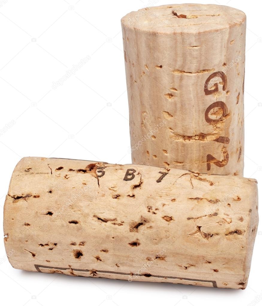 Wine corks isolated on white background