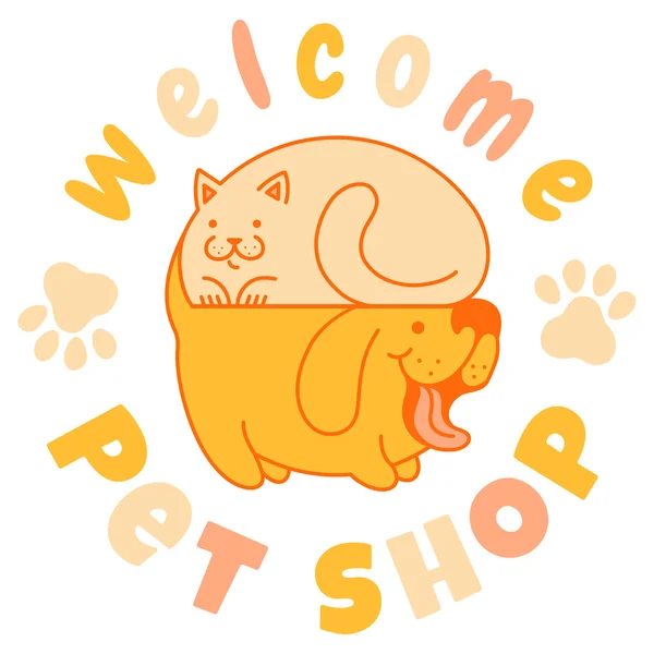 Logo con gato y perro — Vector de stock
