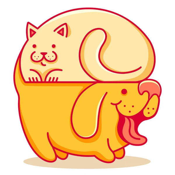 Gato y perro — Vector de stock