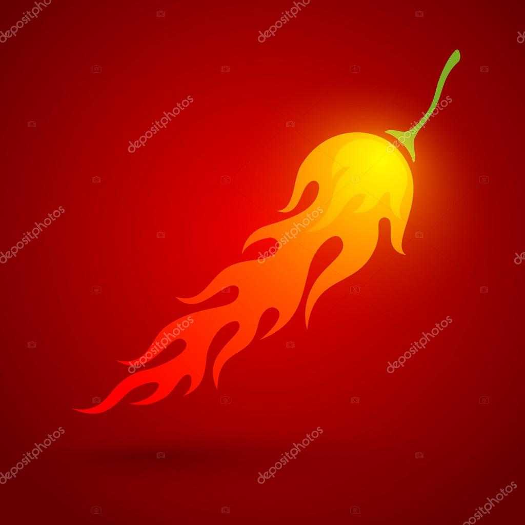 Vector illustration of a chili pepper in fire