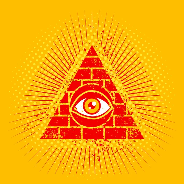 Pyramid and eye — Stock Vector