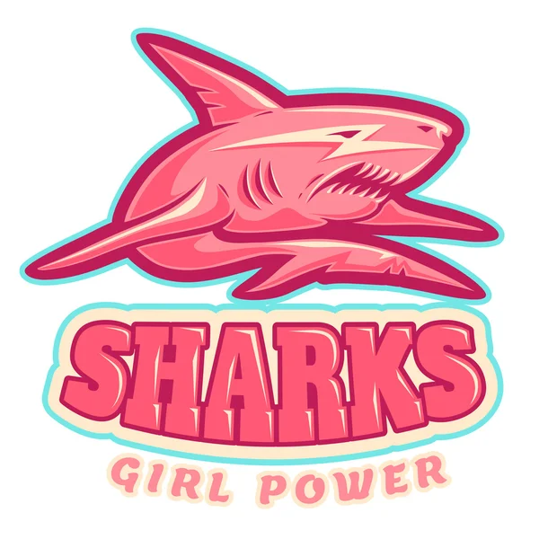 Logo dengan hiu merah muda - Stok Vektor