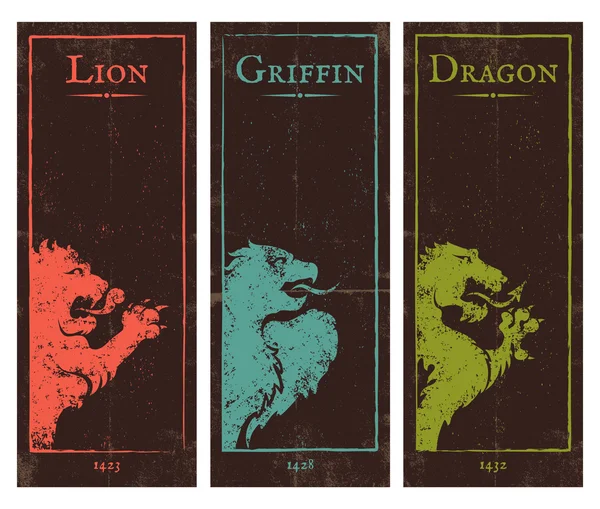 Lion, griffon et dragon — Image vectorielle