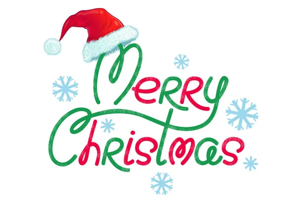 Banner Vectorial Para Navidad Con Letras Dibujo Mano Sombrero Santa — Vector de stock