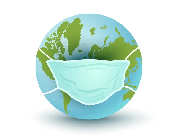 Vektorillustration Des Planeten Erde Mit Medizinischer Maske Für Den Tag — Stockvektor