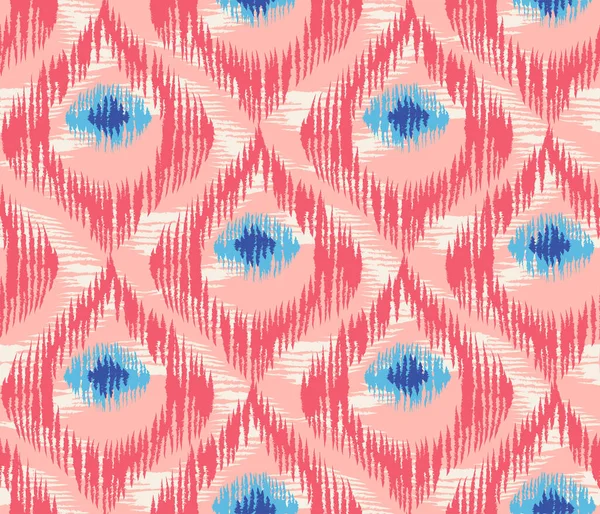 Vintage Vector Naadloos Patroon Ikat Stijl Retro Ikat Roze Patroon — Stockvector