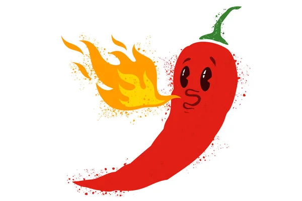 Vektorillustration Von Chilipfeffer Mit Gesicht Vektor Symbol Für Rote Chilischote — Stockvektor