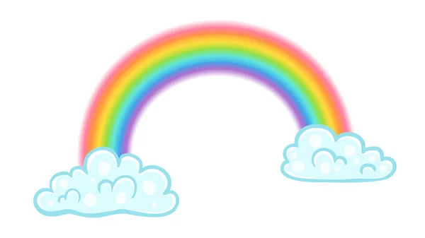 Ilustración Vectorial Arco Iris Con Nubes Estilo Kawaii Nubes Vectoriales — Vector de stock