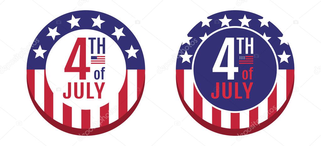 Vector set icons for 4 th of july on abstract background. Vector banners for USA independence day.