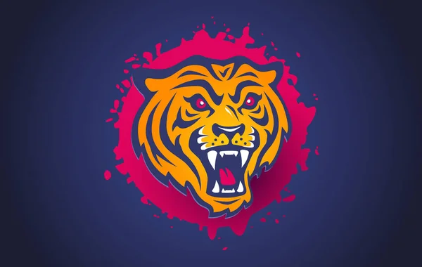 Logo Sportów Retro Wektora Głową Tygrysa Vintage Nadruk Shirt Wściekłego — Wektor stockowy