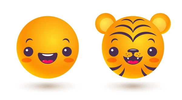 Vektorová Sada Emojiho Jiné Náladě Vektor Nastavit Ikony Emoji Kawaii — Stockový vektor