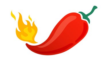 Acı biberli biberli jalapeno ikonu. Ateşli kırmızı biberin vektör çizimi.