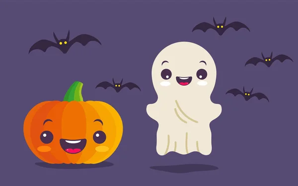 Vector Conjunto Ilustración Los Niños Trajes Para Halloween Ilustraciones Con — Archivo Imágenes Vectoriales