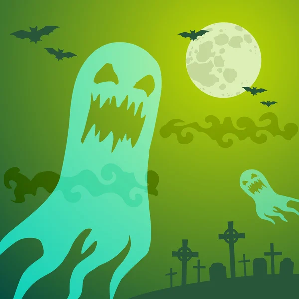 Ghost in the cemetery — Stock Vector