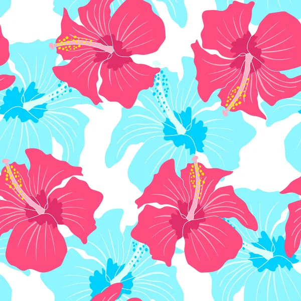 Pattern with hibiscus — Stock Vector