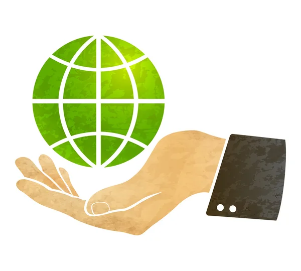 Hand en globe — Stockvector