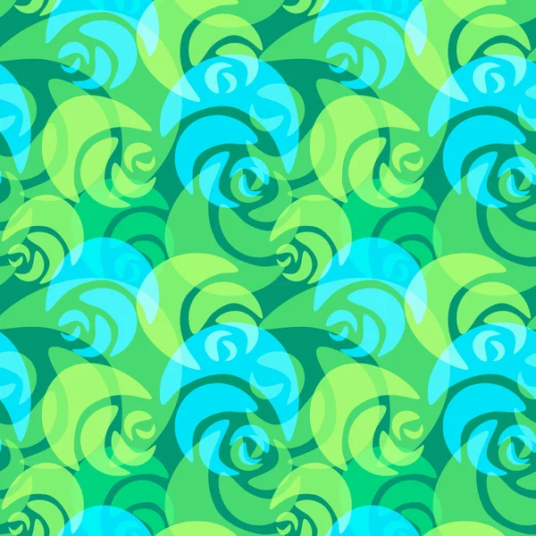Groene en blauwe rozen patroon — Stockvector