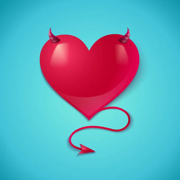 Coeur avec queue et cornes — Image vectorielle