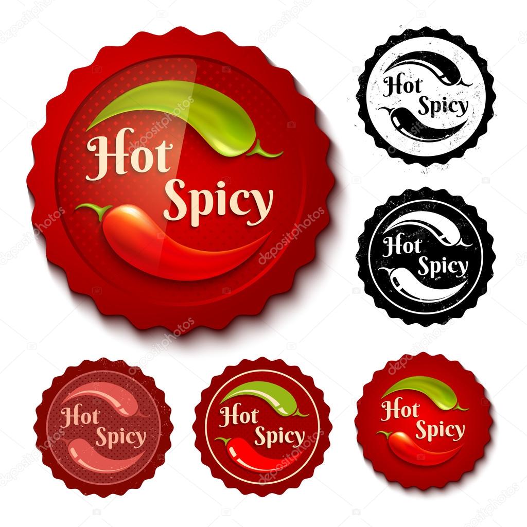 Vector set of new and retro chili stamps