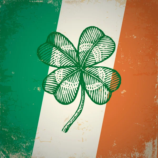 Clover on Irish flag — Stock Vector