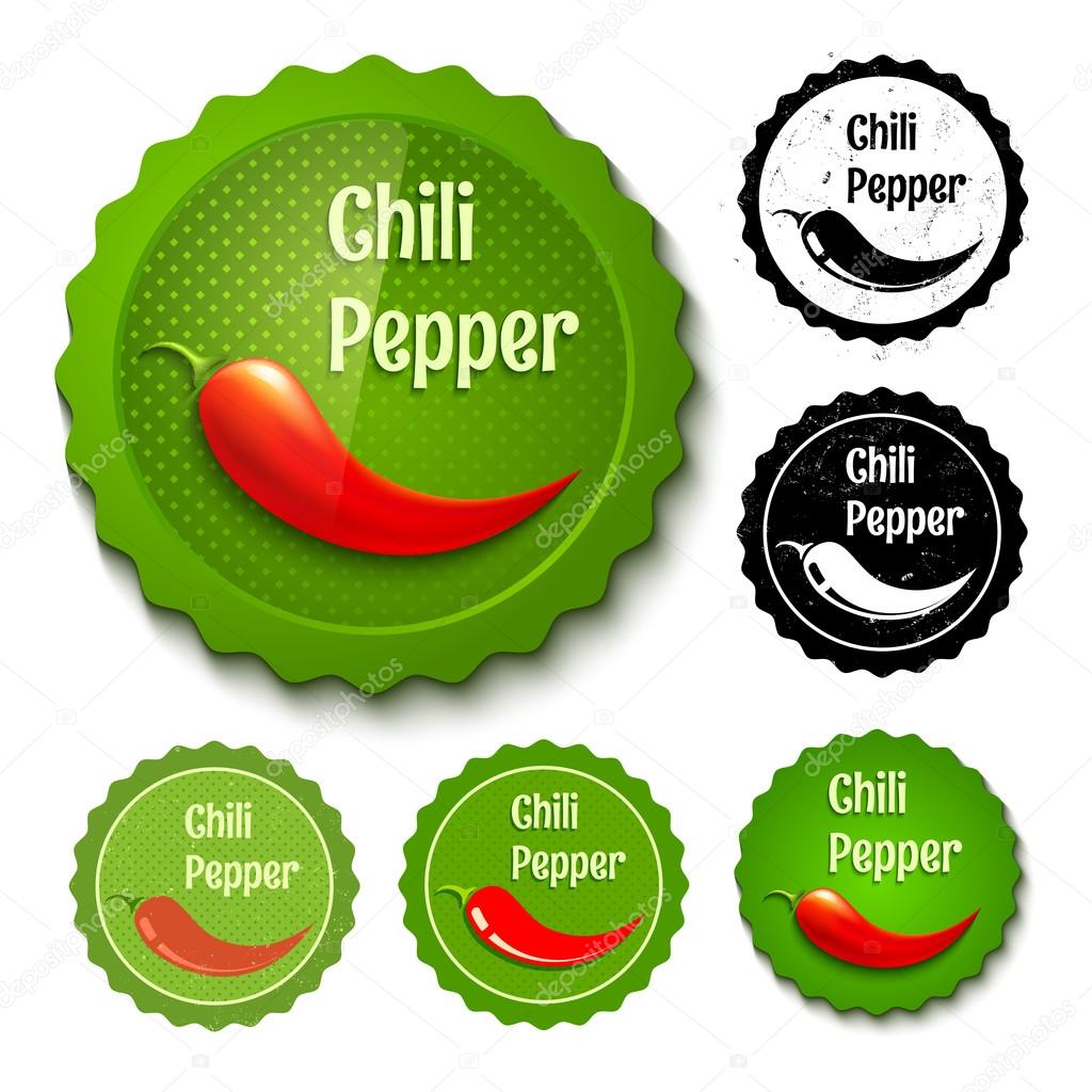 Vector set of new and retro chili stamps