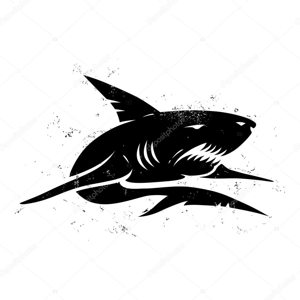 Vintage illustration of a black shark