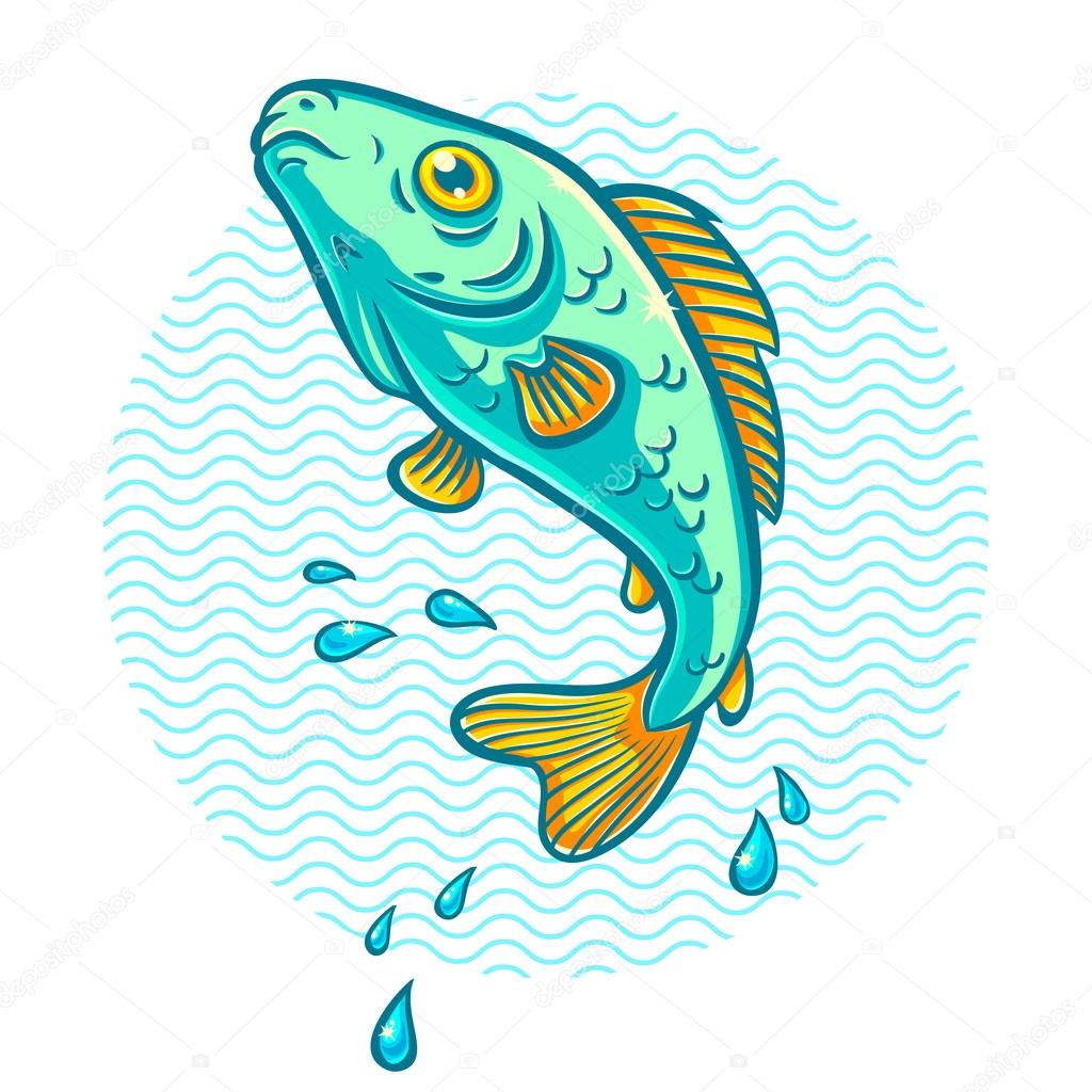 Illustration of a fish jumping out of water