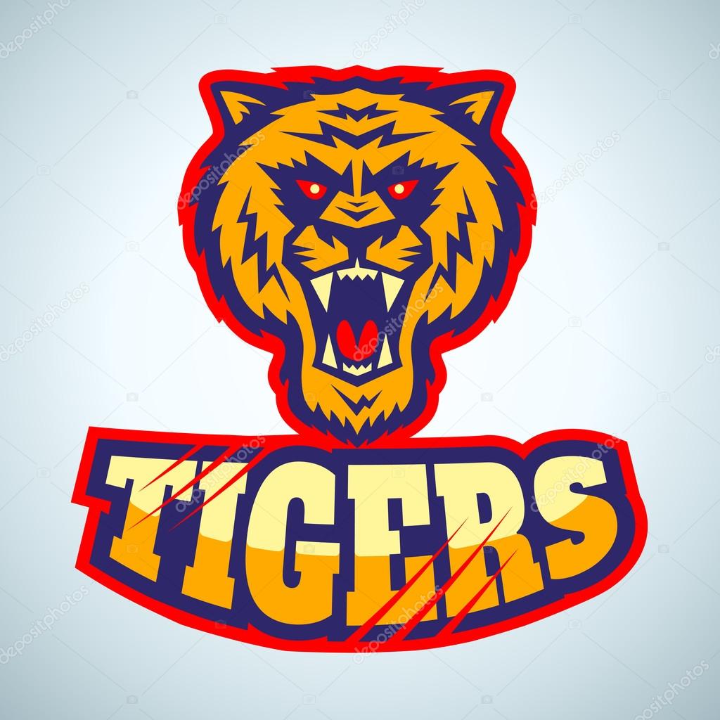 Sport logo with angry tiger head