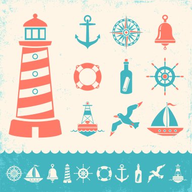 Vintage deniz simgeler