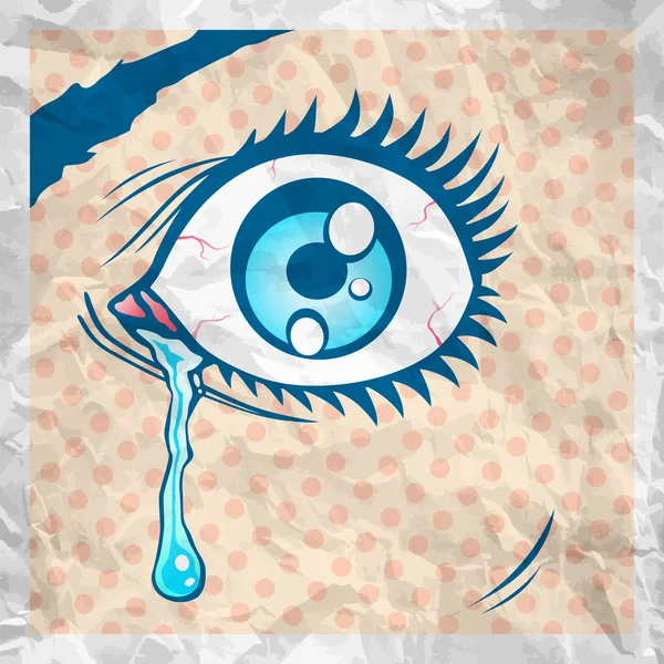 Eye with a tear — Stock Vector