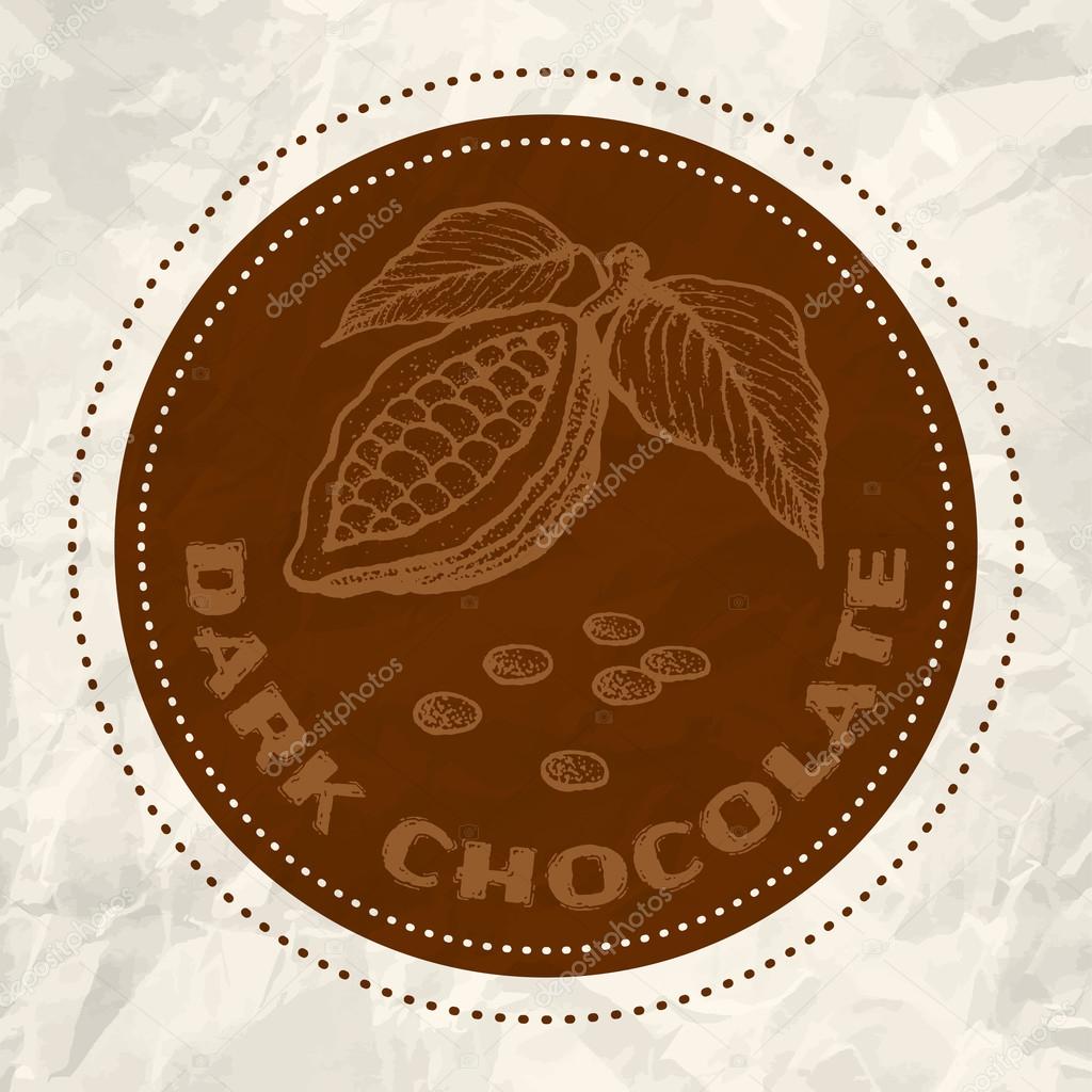 Vintage logo of cocoa on crumpled white paper