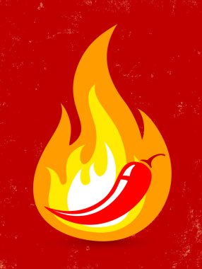 chili pepper in fire clipart